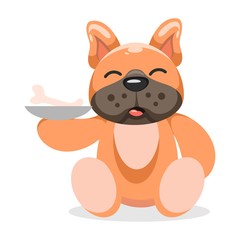 cute dog eat cartoon vector