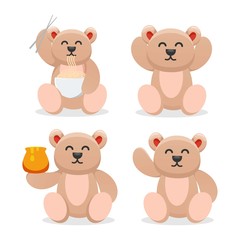 Obraz na płótnie Canvas cute bear eating mascot cartoon vector collection