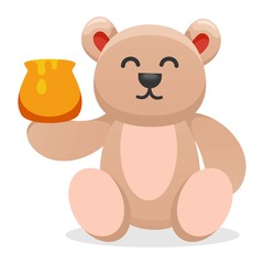 cute bear eating honey cartoon vector