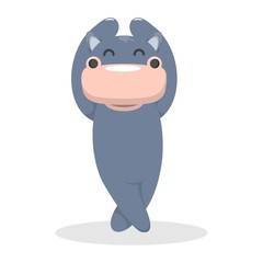 cute hippo dancing mascot cartoon