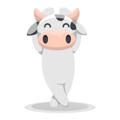 Fototapeta premium cute cow dancing mascot cartoon