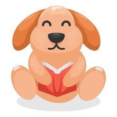 cute dog reading book mascot cartoon
