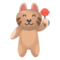 cute cat eat the candy mascot cartoon