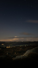 Peak District Valley,  Stars, town lights. 