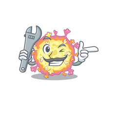 A picture of cool mechanic coronaviridae virus cartoon character design