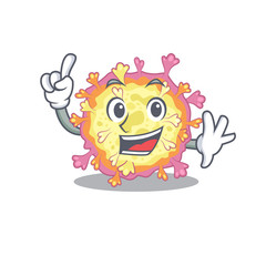 One Finger coronaviridae virus in mascot cartoon character style