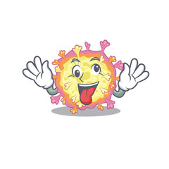 A picture of crazy face coronaviridae virus mascot design style