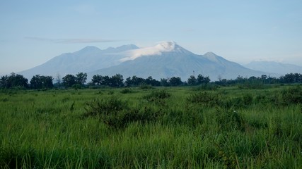 Fototapeta premium Grassland and Cloudy Mountain