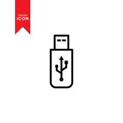 USB icon vector. Flash Drive icon symbol isolated on white background.