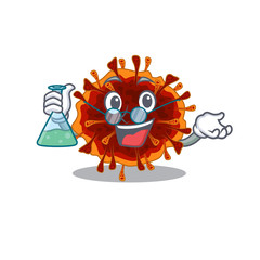 Smart Professor of delta coronavirus mascot design holding a glass tube