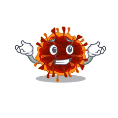 Happy face of delta coronavirus mascot cartoon style