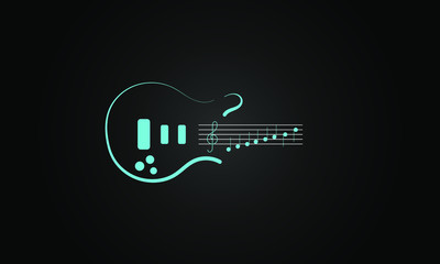 Obraz na płótnie Canvas music logo, a combination of the guitar logo with the log note logo