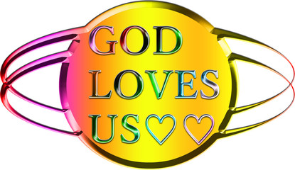 It is an image stating that god loves us. Illustration with a clean background like glass.