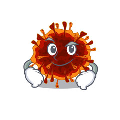 Funny delta coronavirus mascot character showing confident gesture