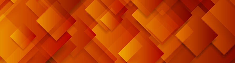 Obraz premium Bright orange glossy squares abstract tech banner design. Geometric vector background