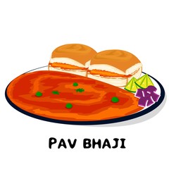 Pav Bhaji indian mumbai street Food Vector