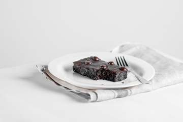 Chocolate Brownie on White Background