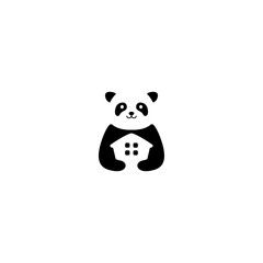 Cute panda house logo vector template