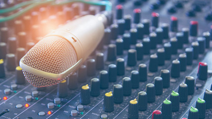 The condenser microphone is on the broadcast console. The recording microphone on a professional...