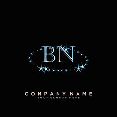 Initial Letter BN Logo With circle Template Vector