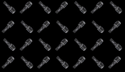 close-up spare part of a car, automatic transmission gear on black isolated background. Industrial...