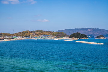 Fototapeta na wymiar Landscape of local fishing port in Higashikagawa city, Wakimoto fishing port, kagawa,shikoku,japan
