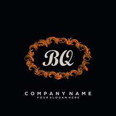 Initial Letter BQ Logo With circle Template Vector
