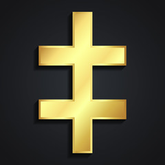Obraz premium double patriarchal cross 3d golden religious symbol