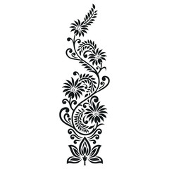 Traditional Asian black and white floral motif design on white background © malkani