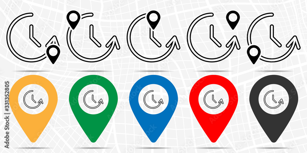 Poster counterclockwise rotation icon in location set. simple glyph, flat illustration element of time them