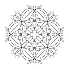 Easy mandala like flower or star, basic and simple mandalas coloring book for adults, seniors, and beginner. Digital drawing. Floral. Flower. Oriental. Book Page.