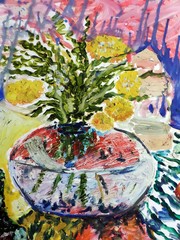 Art Painting  oil color  flower in vase