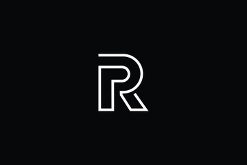 Minimal elegant monogram art logo. Outstanding professional trendy awesome artistic R RR RP PR initial based Alphabet icon logo. Premium Business logo White color on black background - obrazy, fototapety, plakaty
