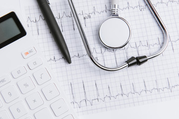 Medical equipment is placed on the ecg