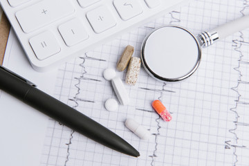 Medical equipment is placed on the ecg