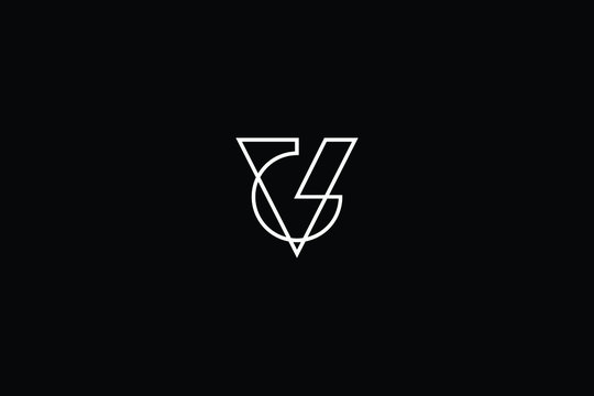 Minimal elegant monogram art logo. Outstanding professional trendy awesome artistic GV VG initial based Alphabet icon logo. Premium Business logo White color on black background