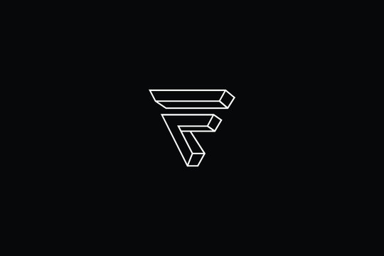 Minimal elegant monogram art logo. Outstanding professional trendy awesome artistic F FV VF initial based Alphabet icon logo. Premium Business logo White color on black background