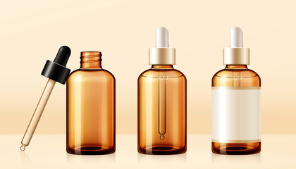 Brown droplet bottle mockup set