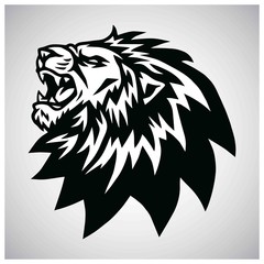 Angry Lion Head Roaring Logo Vector Mascot 