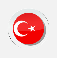 Obraz premium Turkish country flag circle icon with white background