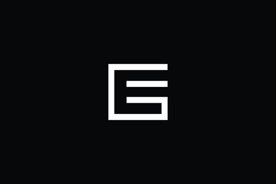Minimal elegant monogram art logo. Outstanding professional trendy awesome artistic GE EG initial based Alphabet icon logo. Premium Business logo White color on black background