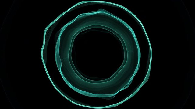 Abstract wavelike circular tunnel with center hole on black