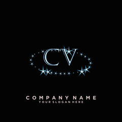 Initial Letter CV Logo With circle Template Vector