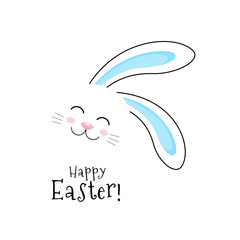 Cute cartoon bunny. Happy Easter day concept. vector illustration for greeting card, banner, webpage.