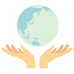 地球を手で支えているイメージ