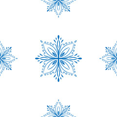 Blue winter seamless pattern, doodle elements for wrapping paper and textile.