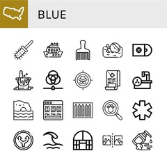 Set of blue icons