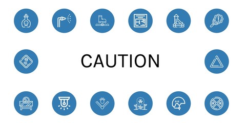 caution simple icons set