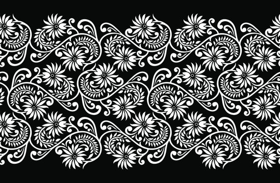 Seamless vector ornamental floral border design