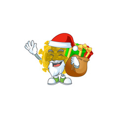 Infectious coronavirus Cartoon character of Santa with box of gift